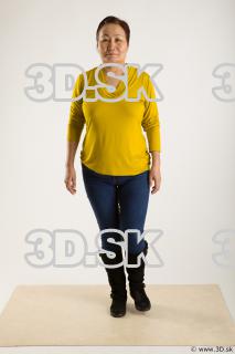 Walking reference of yellow sweater blue jeans Gwendolyn 0003